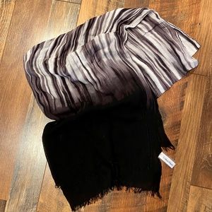 CALVIN KLEIN Black and Gray Watercolor Scarf/Wrap